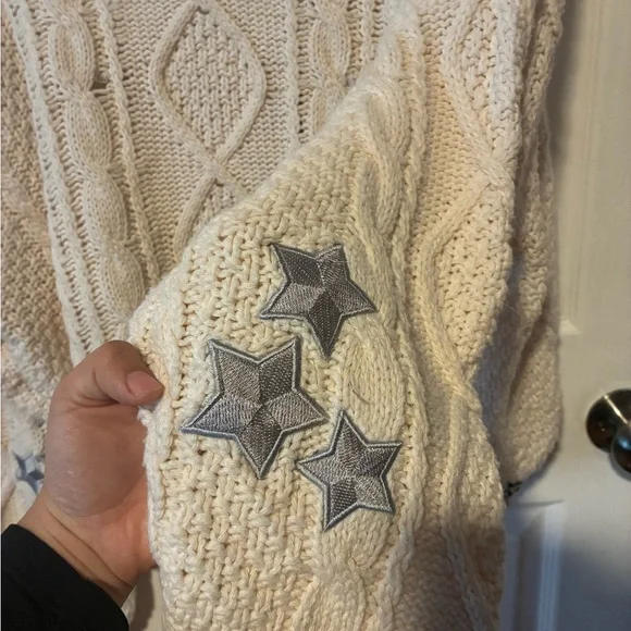 Chunky Cream Cable Knit Cardigan with Contrast Trim - Picture 5 of 8